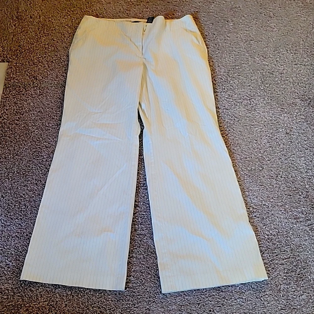New York & Company, Size 12, Beige pinstripe pants - Picture 1 of 3